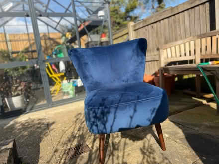 Photo of free Blue velvet chair (Chessington - KT9) #2