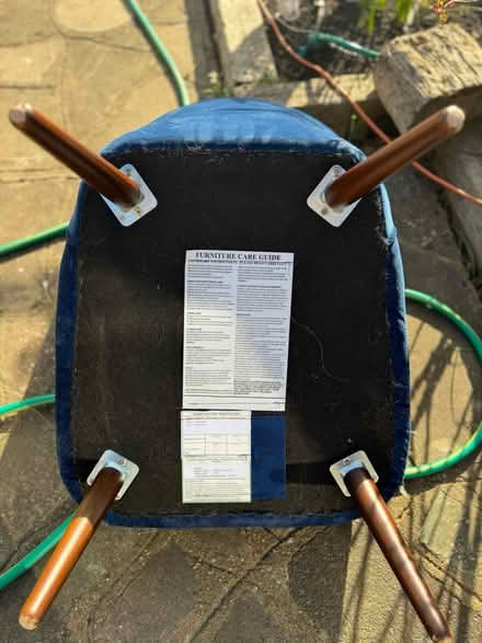 Photo of free Blue velvet chair (Chessington - KT9) #3