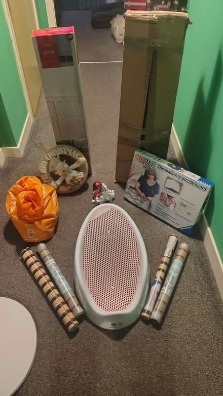 Photo of free 6ft Xmas tree. Small light tree . Baby bath.bobbles .jigsaw (Gorgie EH11) #1