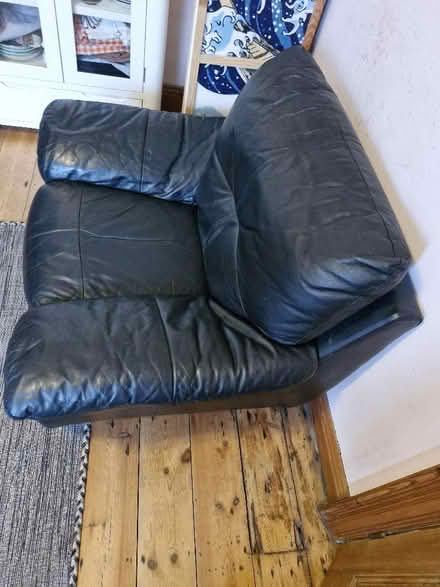 Photo of free Black leather one seater sofa (Boscombe BH7) #2