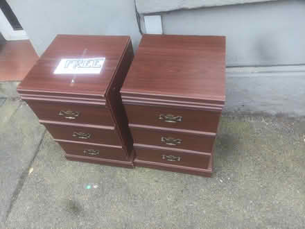 Photo of free Pair dark veneer bedside tables (TN34 Halton (West Hill - Ore)) #1
