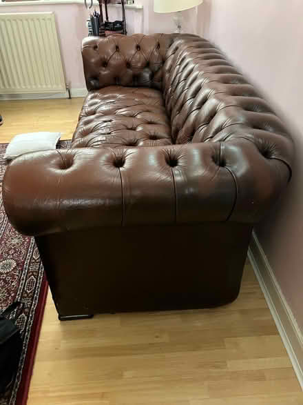 Photo of free Brown leather sofa (Ballards CR2) #1
