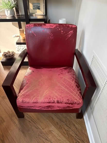 Photo of free 2 red faux leather chairs (Morristown NJ) #1