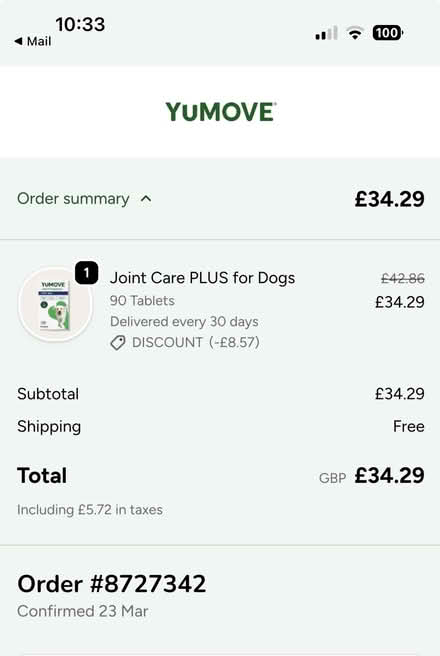 Photo of free YuMove dog joint supplement (Barming, Maidstone ME16) #3