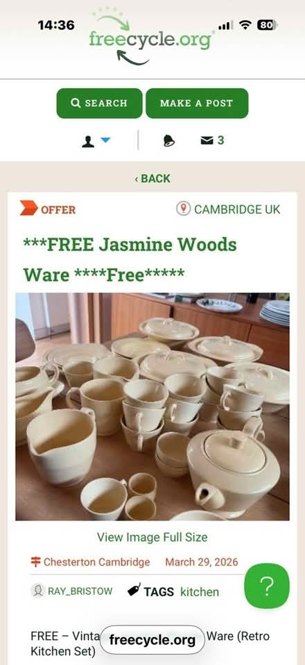 Photo of free āJasmineā Woods Ware (Mitcham's Corner CB4) #1