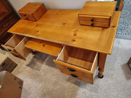 Photo of free Wood desk: 2 drawers, keyboard tray (Carlsbad) #3