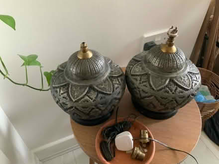 Photo of free 2 metal lamp bases ready to be re- wired. (Greenwich SE10) #1