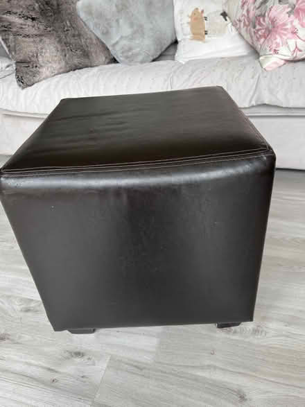 Photo of free Leather pouf footstool (Saighton) #2