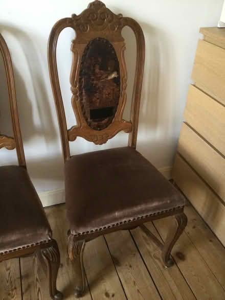 Photo of free Two tall back chairs (Chingford) #1