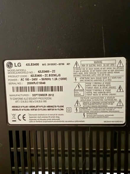 Photo of free 42” Lg flatscreen Tv - no remote (Polegate BN24) #4