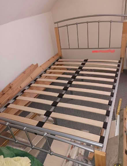 Photo of free 4 ft bed - silver colour - metal (Woodley RG6) #1