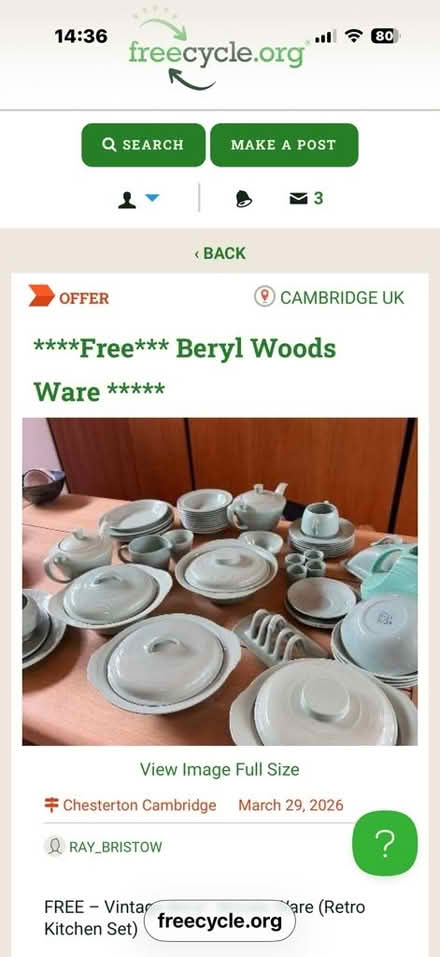 Photo of free Retro 1950s Beryl Woods Ware (Mitcham's Corner CB4) #1