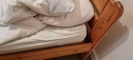 Photo of free Red Sofa, Wooden Framed Double Bed + matt, 2x Coffee Tables (Hanover BN2) #4