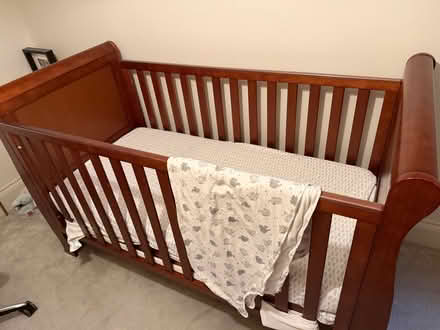 Photo of free Sleigh cot bed with Eve mattress (Stoke Newington N16) #3