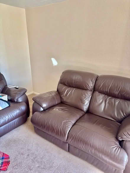 Photo of free 2 x leather reclining sofas (Stone Cross BN24) #4