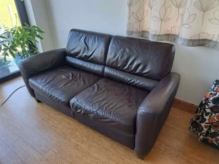Photo of free 2 Brown leather sofas (Fingringhoe CO5) #3