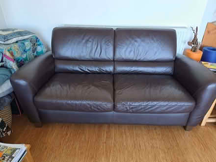 Photo of free 2 Brown leather sofas (Fingringhoe CO5) #2