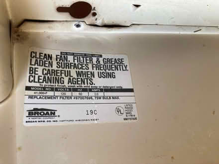 Photo of free Broan range hood (Winsted) #3