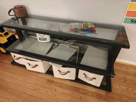 Photo of free Metal and glass console table (Cypress Point Rd, Lincolnia) #1