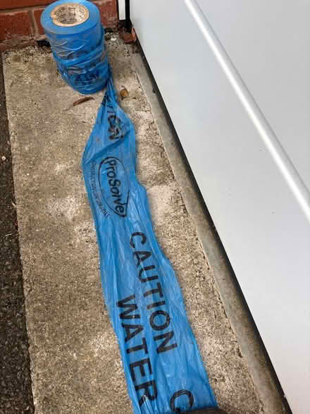 Photo of free Plastic tape - printed caution water (Worcester WR5) #1