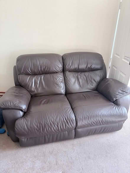 Photo of free 2 x leather reclining sofas (Stone Cross BN24) #1