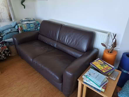 Photo of free 2 Brown leather sofas (Fingringhoe CO5) #1