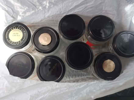 Photo of free 9 x 454g (1 lb) jam jars with lids (Bakewell DE45) #1