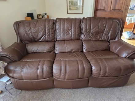 Photo of free Two brown leather sofas (underwood, NG16) #1