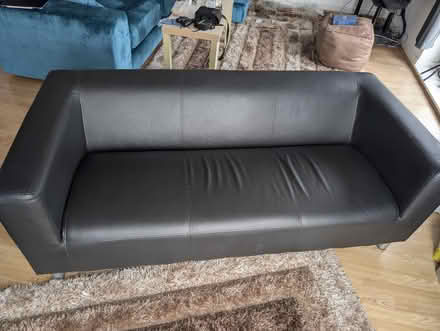 Photo of free Two black pvc sofas. (Dingle L8) #1