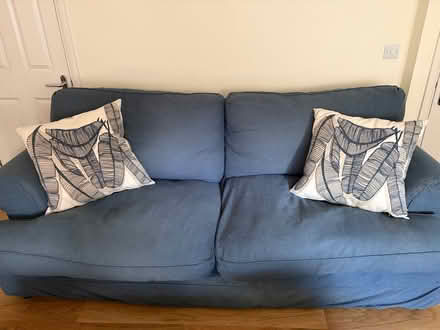 Photo of free Bespoke blue sofa (Sherfield Park RG27) #1