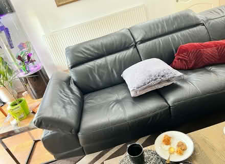 Photo of free L shape black leather sofa big size (Dickens Heath B90) #1
