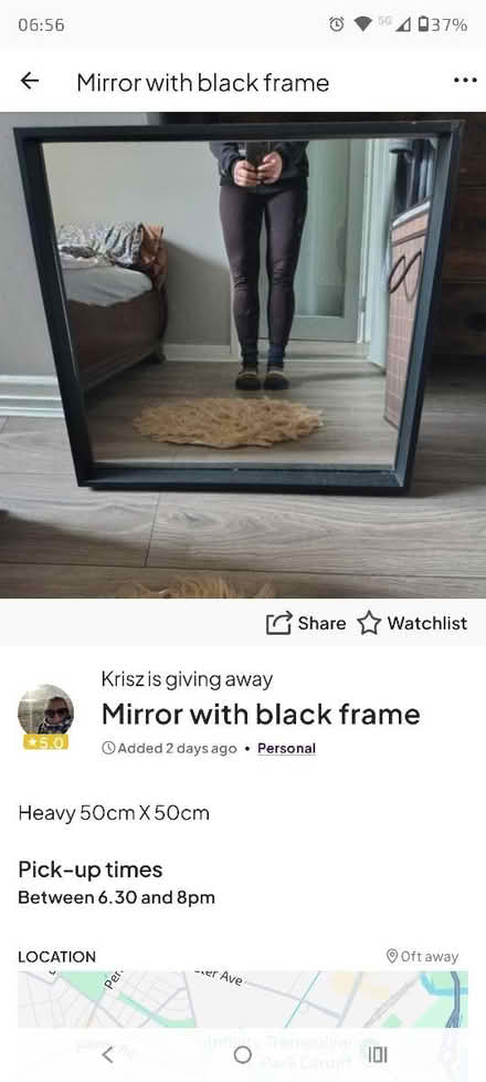 Photo of free Mirror with black frame (Adamsdown CF24) #1