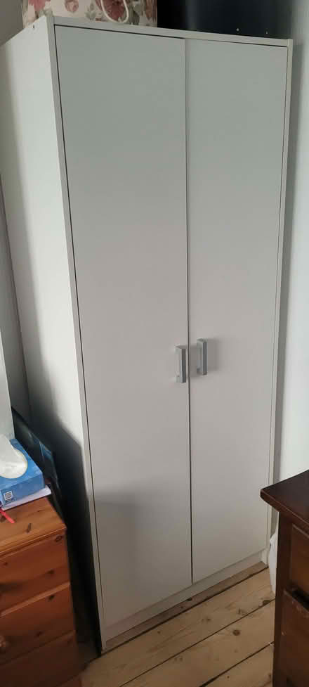 Photo of free White melamine wardrobe 3 feet wide with hanging rail (Scale Hall LA1) #2