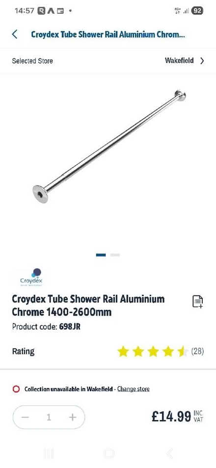Photo of free Shower curtain rail (Ryhill WF4) #1