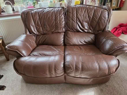 Photo of free Two brown leather sofas (underwood, NG16) #2
