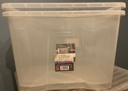 Photo of free 2 Used Plastic Storage Boxes,80L volume and 60cm x 40cm x 42 (Southfields SW19) #1