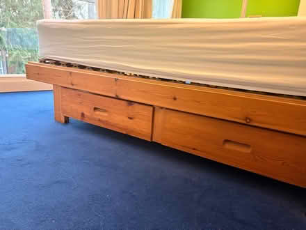 Photo of free Solid pine single bed base with two large drawers (Weybridge KT13) #2