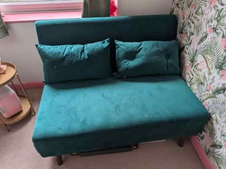 Photo of free Green Velvet Sofa Bed/ Futon (Kingston KT1) #3