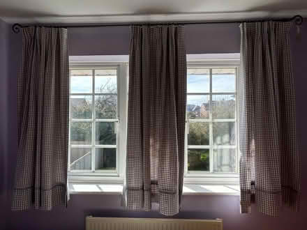 Photo of free 3 x Purple check curtains (Barkham RG41) #2