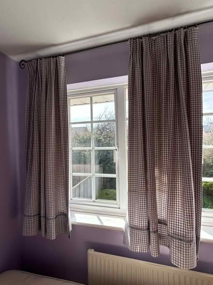 Photo of free 3 x Purple check curtains (Barkham RG41) #1