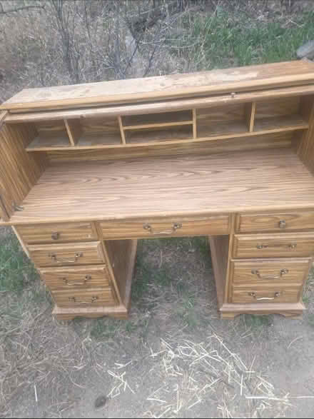Photo of free Wooden Roll-top Desk (Evergreen/ by the rodeo) #3