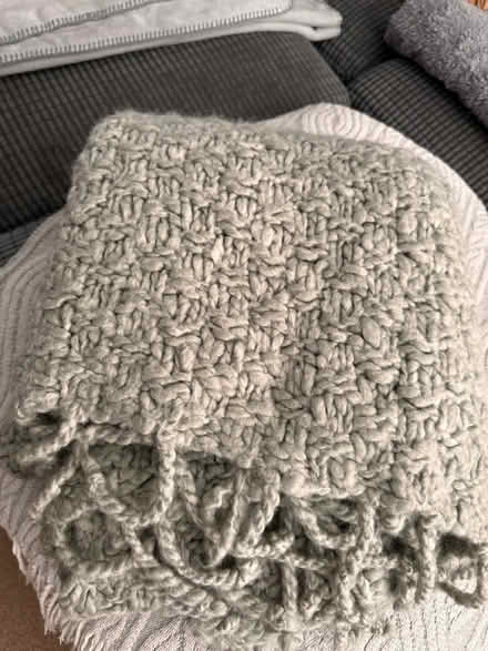 Photo of free Large grey knitted blanket / throw (RG30, Reading West) #1