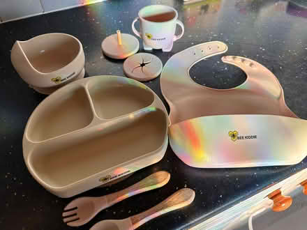 Photo of free 2 x sets of silicon baby plates, bowl, cup, bib and cutlery (Oldfield Park BA2) #2