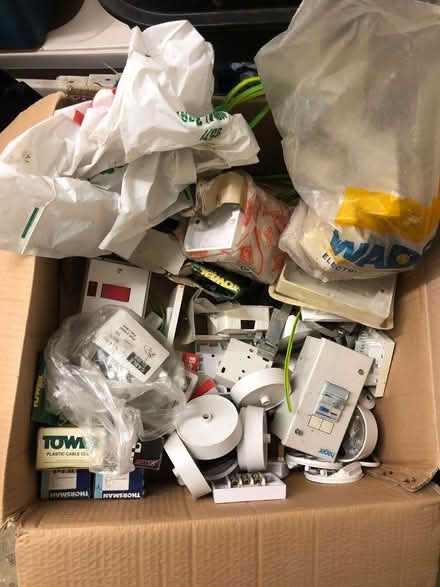 Photo of free Box of assorted electrical DIY items (Wood Farm OX3) #1