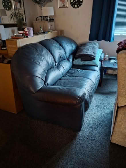 Photo of free Italian dark blue 3 seater sofa (Buckhaven KY8) #1