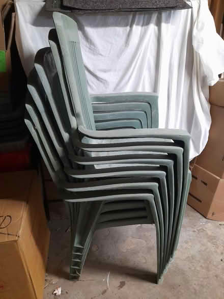 Photo of free 6 plastic stacking garden chairs (Brundall) #2