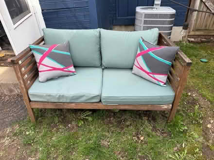 Photo of free Outdoor patio love seat w/ cushions (Harrison West) #1
