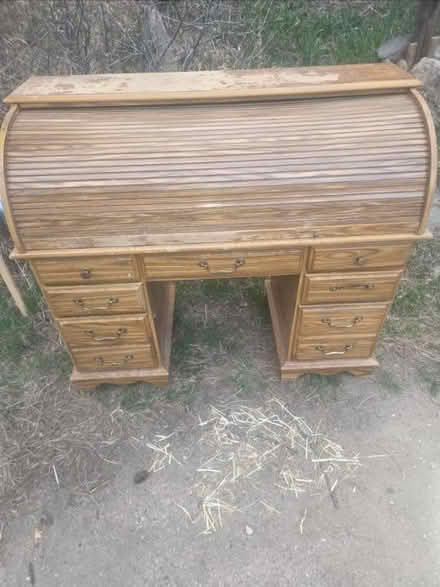 Photo of free Wooden Roll-top Desk (Evergreen/ by the rodeo) #1