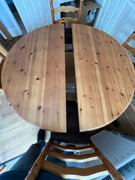 Photo of free Extendable pine dining table and 4 pine chairs (Sherrard's Green WR14) #2