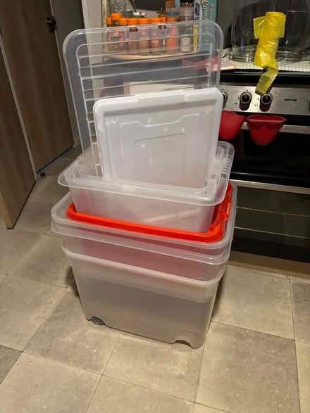 Photo of free 8 large plastic boxes & a couple of lids (Appleby-in-Westmorland CA16) #1